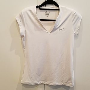Nike Dri-Fit V-Neck Womans White Top (Large)